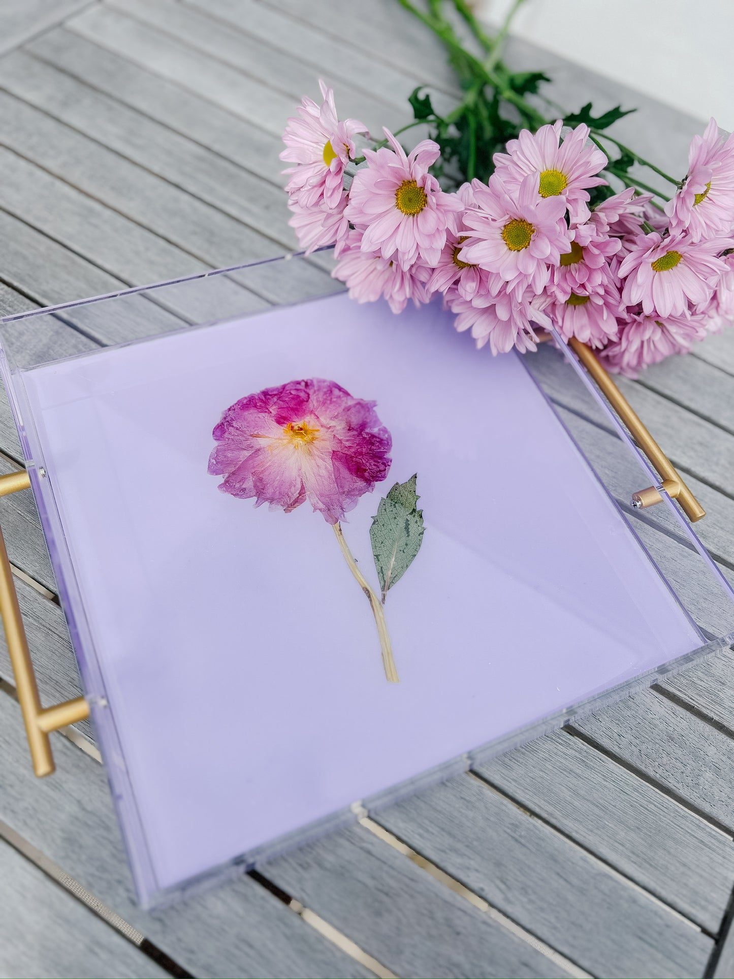 Acrylic Tray - Purple Pressed Peony
