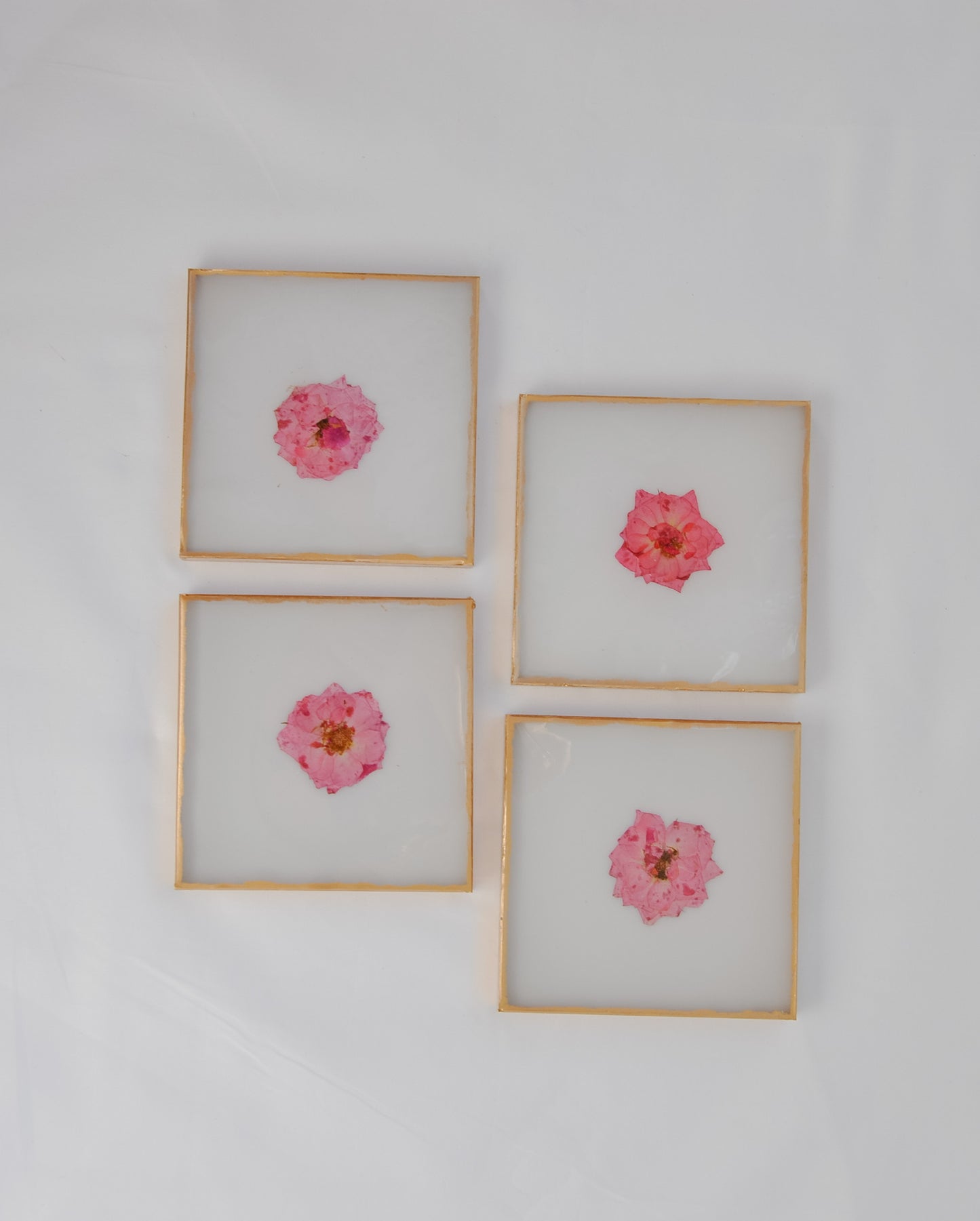 Pressed Rose Coasters - White Resin