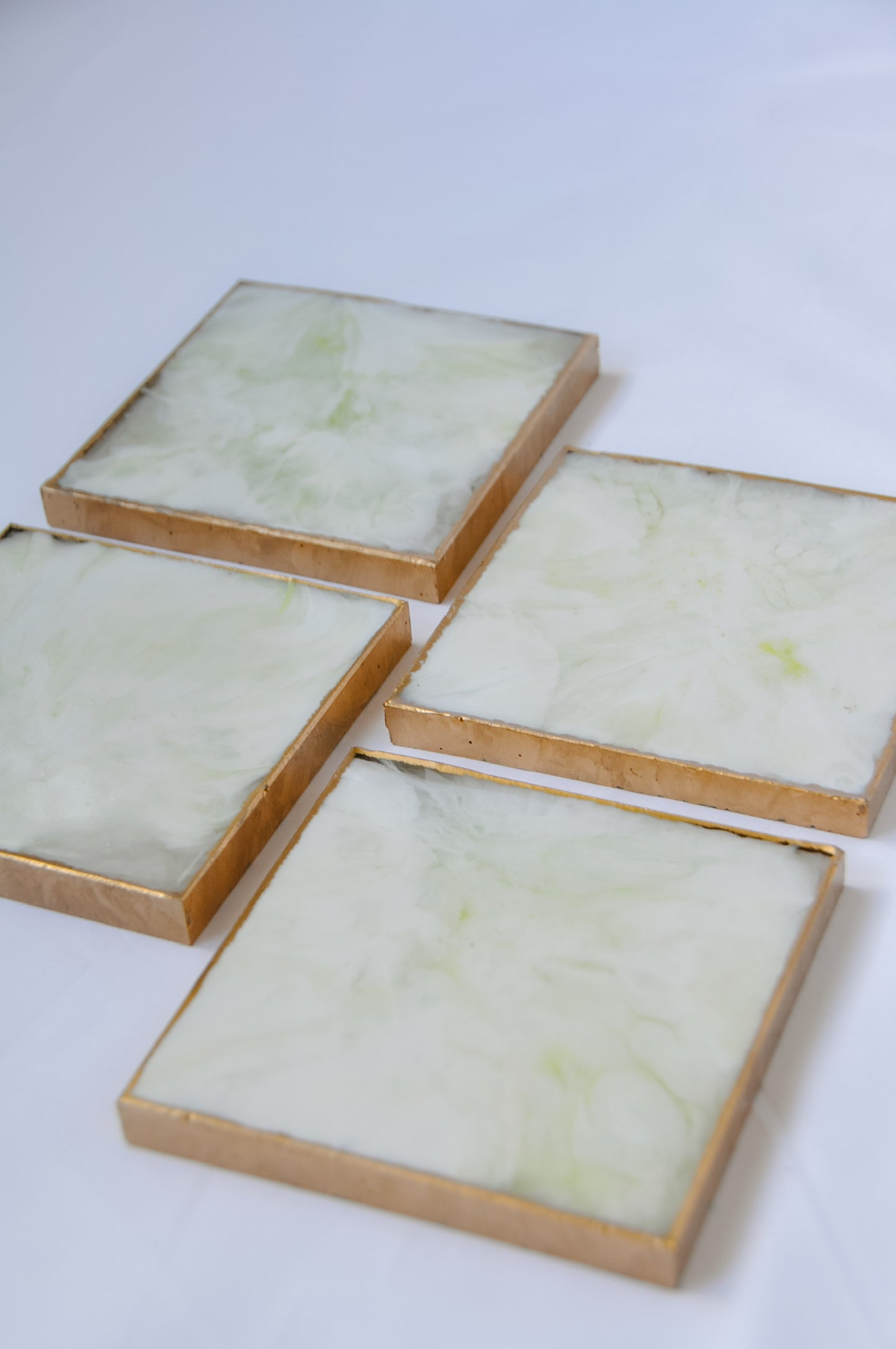 Square Coaster - Green Marble