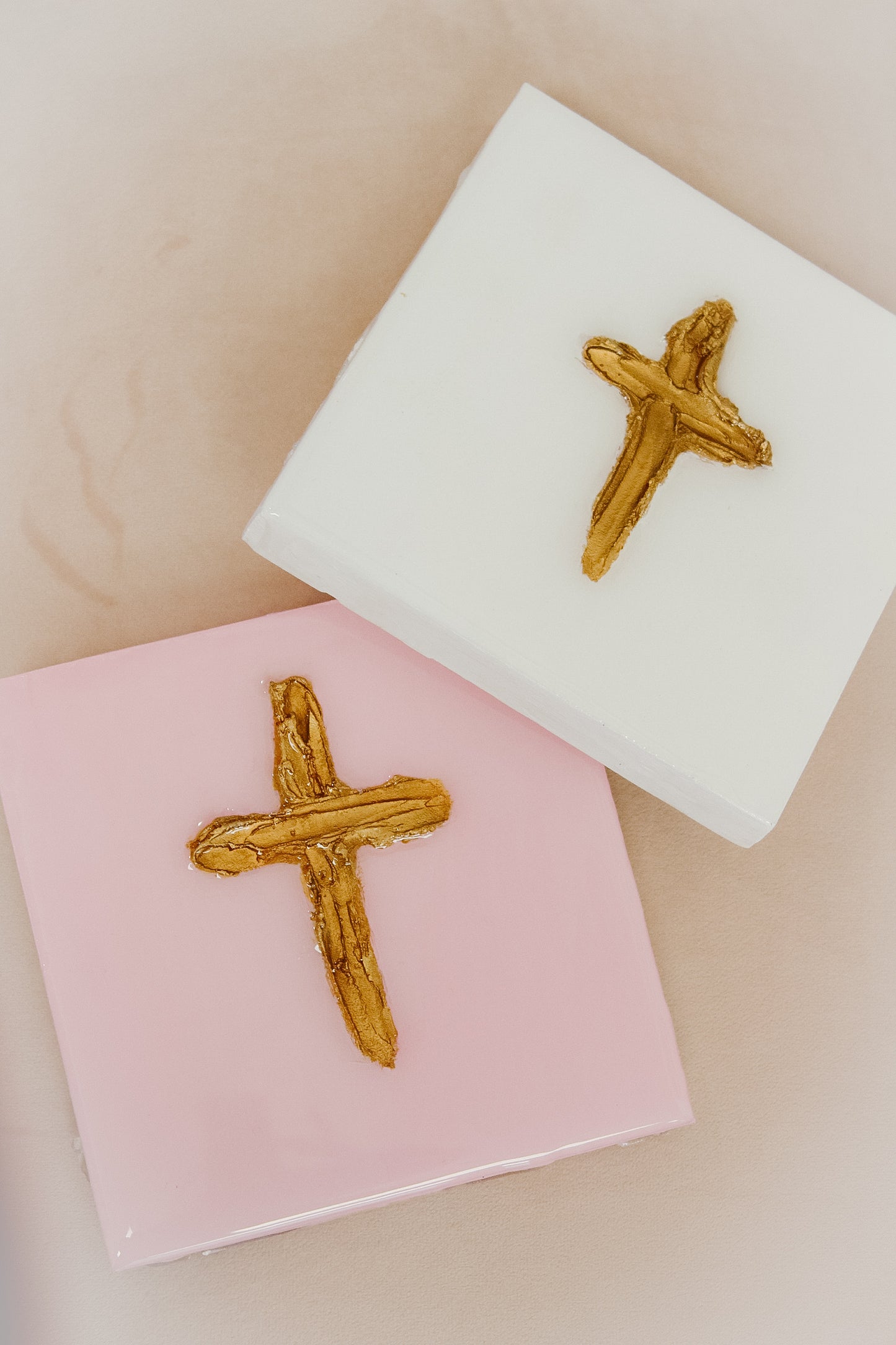 Wooden Canvas - Gold Cross