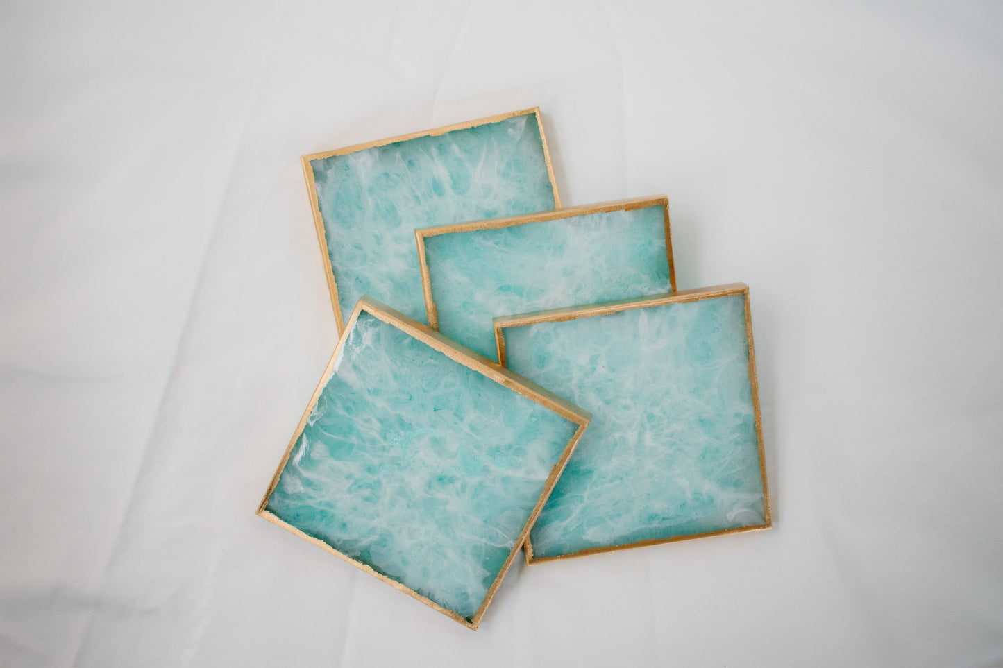 Square Coasters- Teal Marble