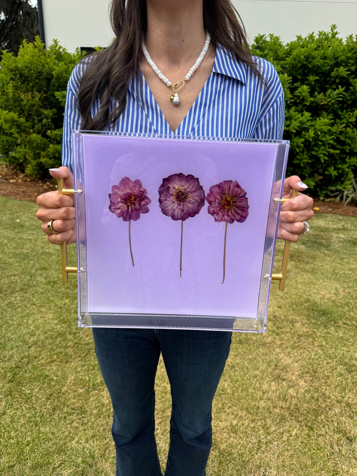 Acrylic Tray - Pressed Peony Trio