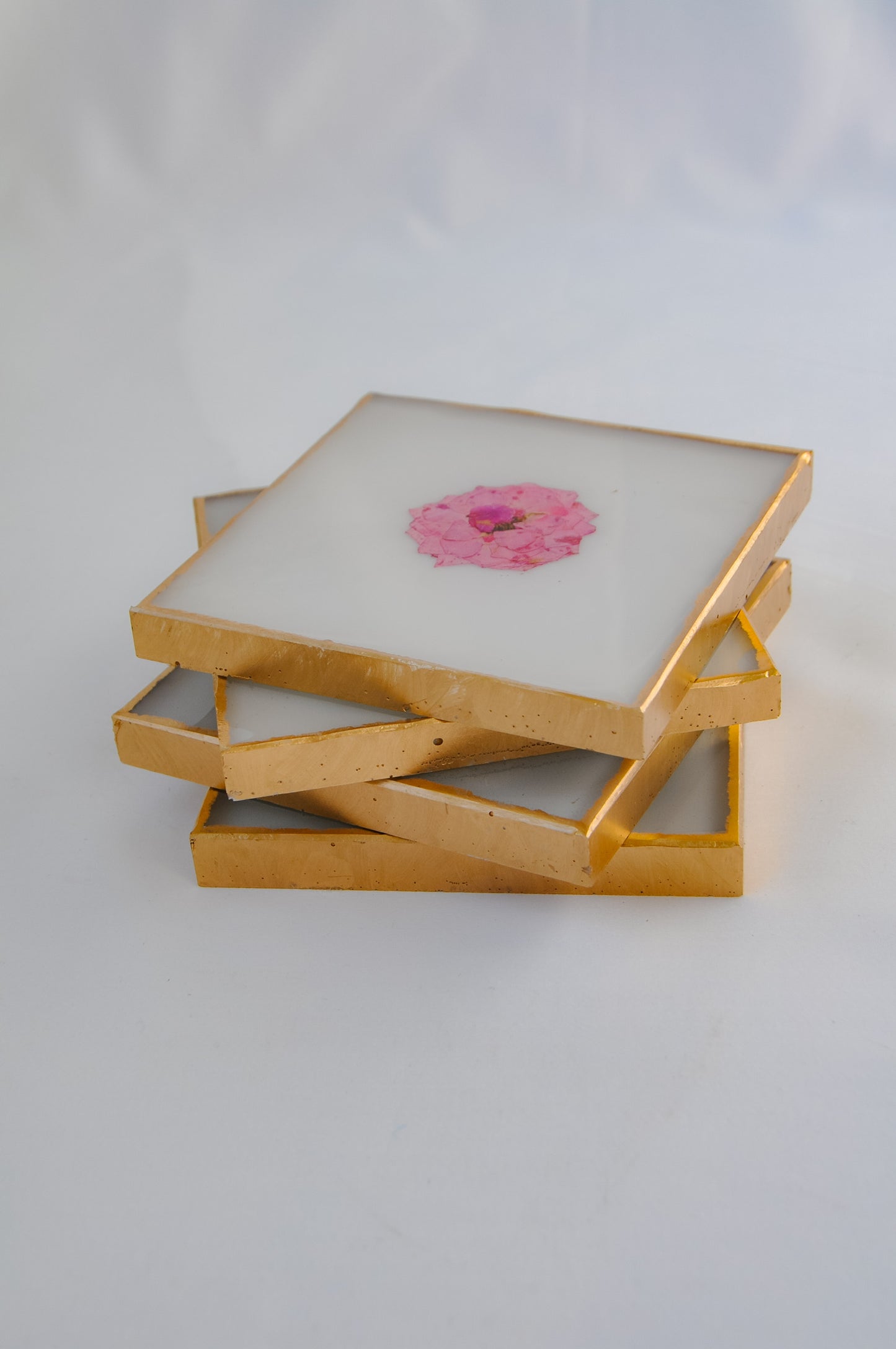 Pressed Rose Coasters - White Resin