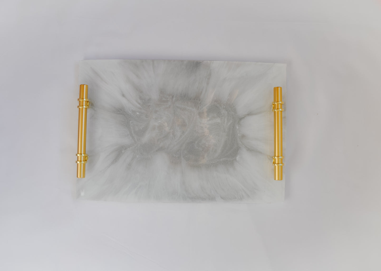 Resin Tray - Grey Marble