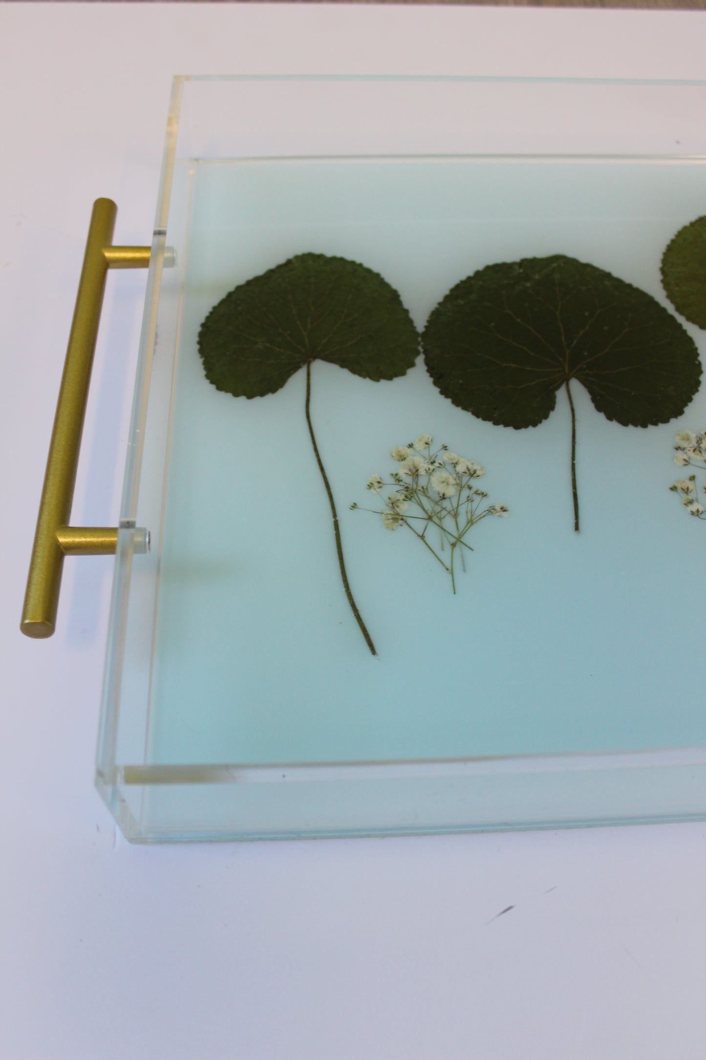 Acrylic Tray - Blue Leaves