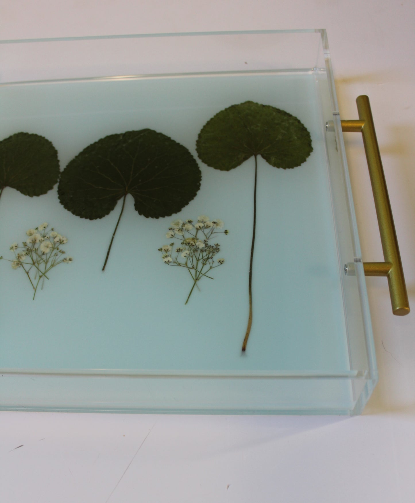Acrylic Tray - Blue Leaves