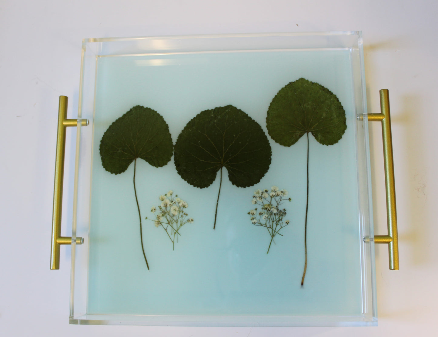Acrylic Tray - Blue Leaves
