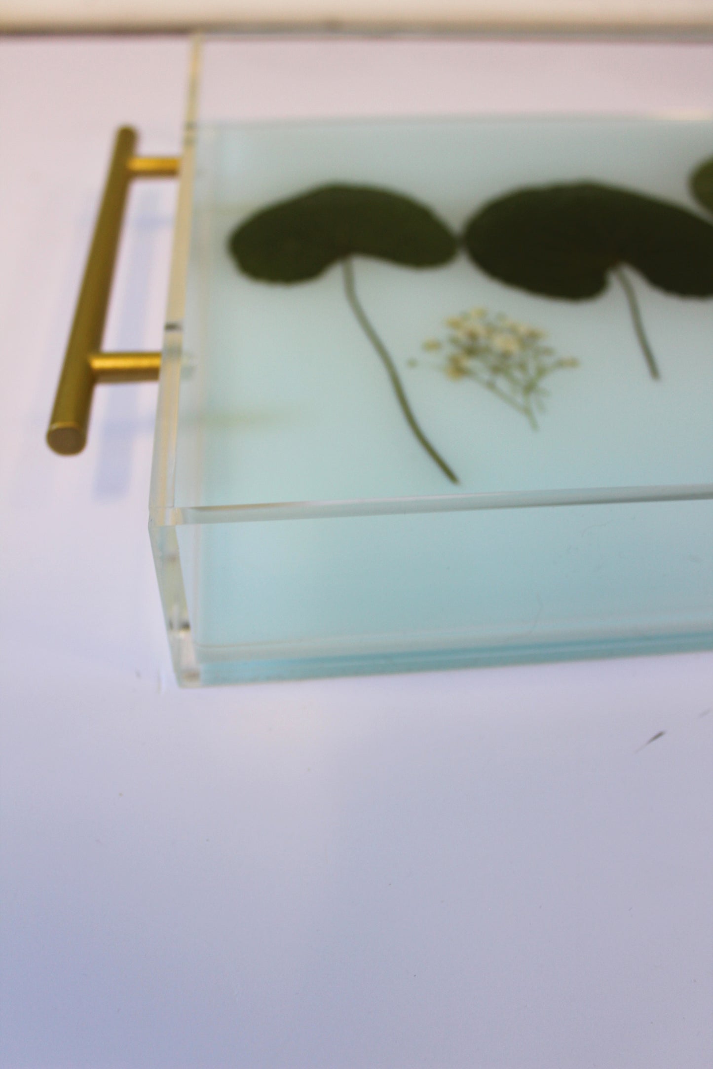 Acrylic Tray - Blue Leaves