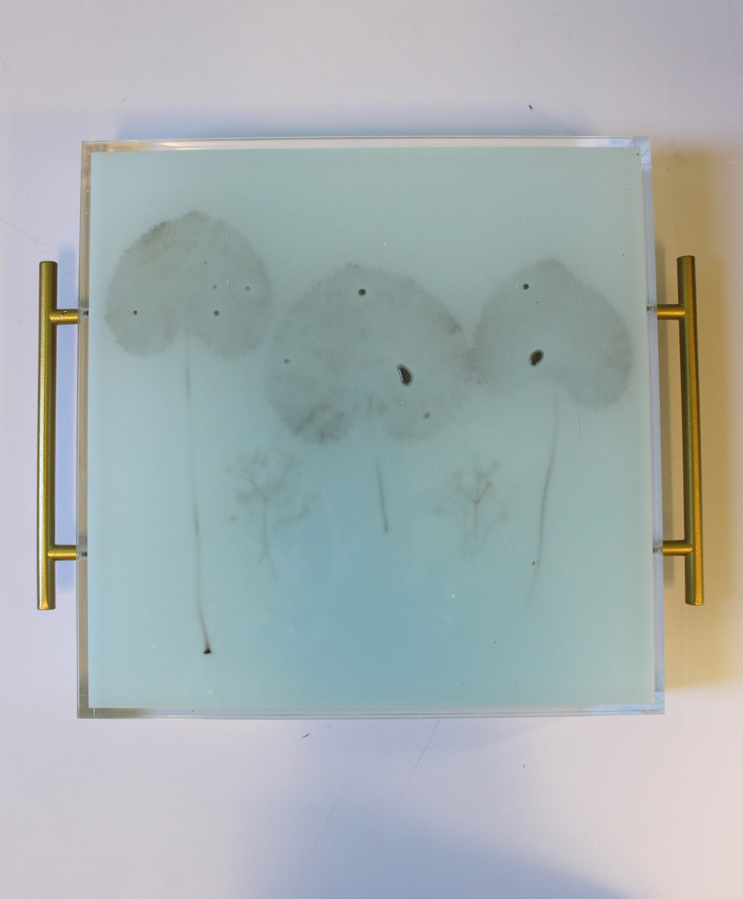 Acrylic Tray - Blue Leaves