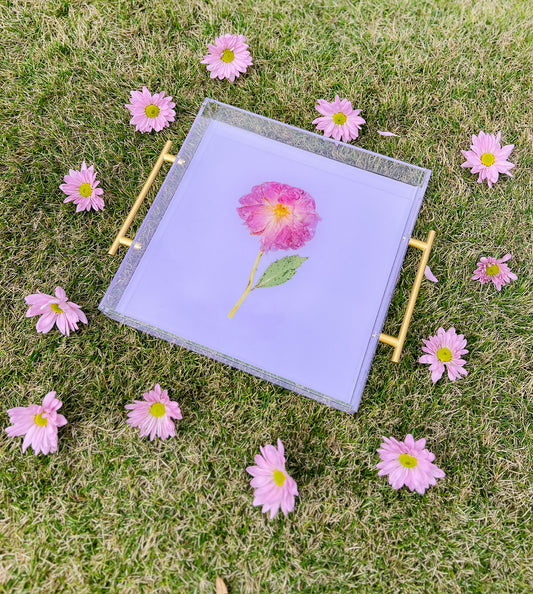 Acrylic Tray - Purple Pressed Peony