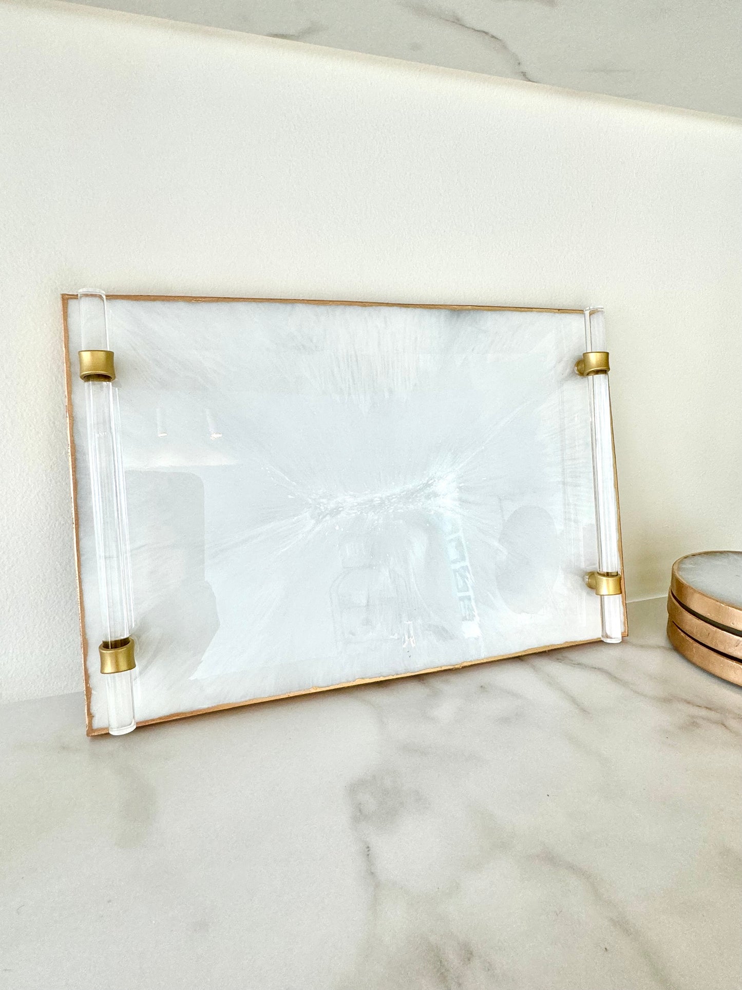 Resin Tray - White Marble