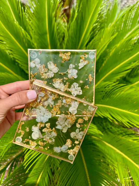 Pressed Hydrangea Petal Coasters