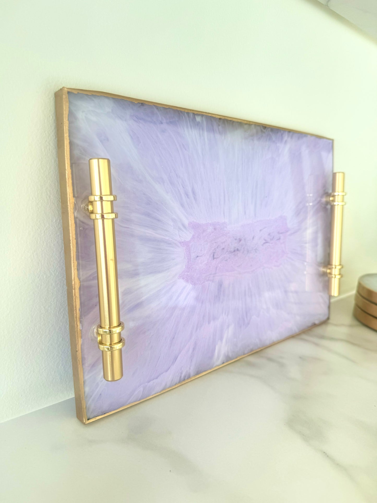 Resin Tray - Lavender Marble