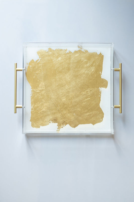 Acrylic Tray - Gold Abstract